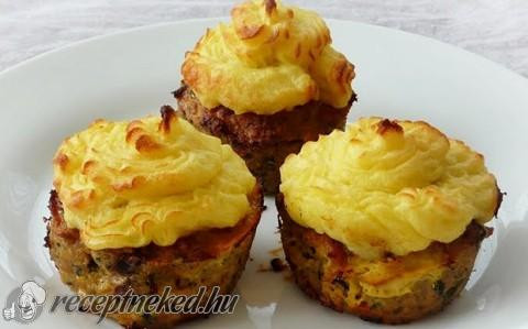 Fasírt muffin krumplipüré kalappal